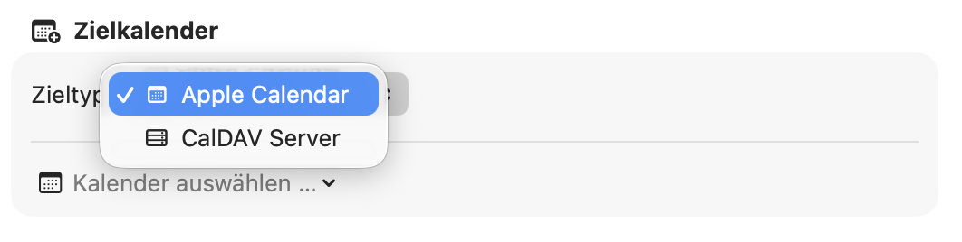 Auswahl der Zieltypen in Syncanor